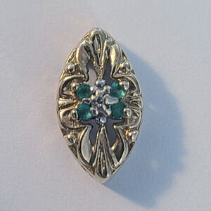 Vintage Richard Klein 10K Yellow Gold Emerald & Diamond Slide Charm